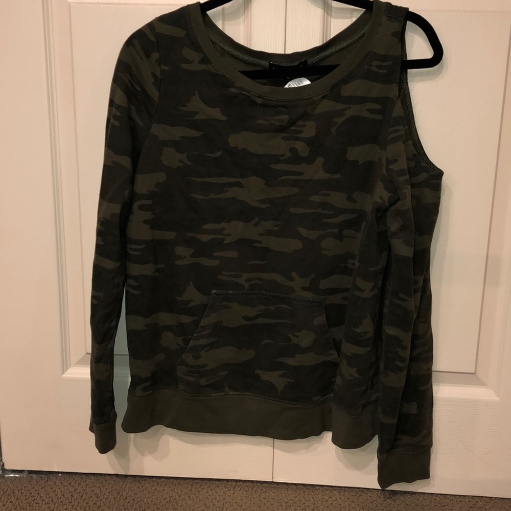 Camo Long Sleeve One Cold Shoulder Sweatshirt